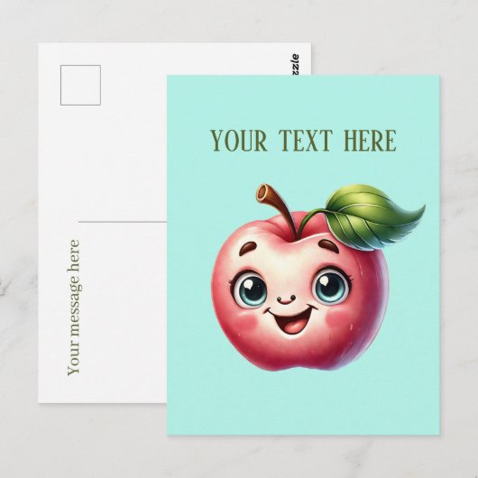Carte Postale Amateurs de pommes mignonnes ajouter du texte (Devant / Derrière)