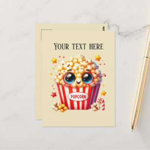 Carte Postale Amateurs de pop-corn mignons ajoutent un message