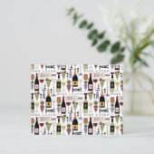 Carte Postale Amateurs de vin Bouteilles, Lunettes et Accessoire (Debout devant)