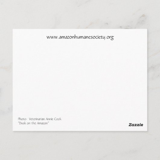 Carte postale Amazon Humane Society : Belle Amazon (Dos)