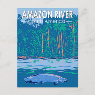 Carte Postale Amazon River Amérique du Sud Voyage Art Vintage