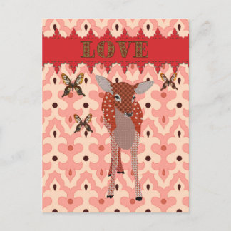 Carte Postale Amber Fawn & Golddust Butterflies Pink Love Post