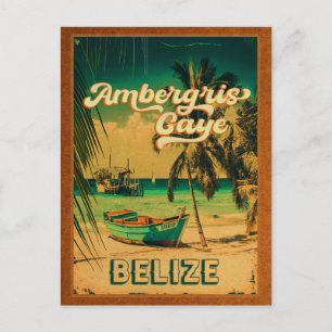 Carte Postale Ambergris Caye Belize Palmiers Vintages Souvenirs