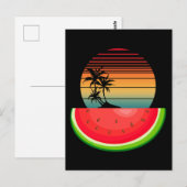 Carte Postale Ambiance estivale Coucher de soleil Pastèque (Devant / Derrière)