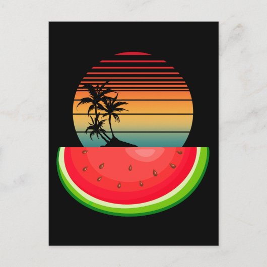 Carte Postale Ambiance estivale Coucher de soleil Pastèque (Devant)