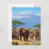 Carte Postale Amboseli Parc National Kenya Elephants (Devant / Derrière)