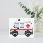 Carte Postale Ambulance de dessin en rouge et blanc (Debout devant)