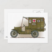 Carte postale Ambulance militaire vintage (Devant / Derrière)