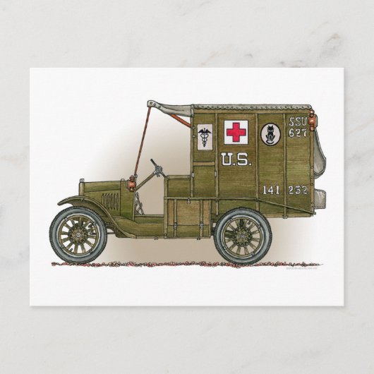 Carte postale Ambulance militaire vintage (Devant)