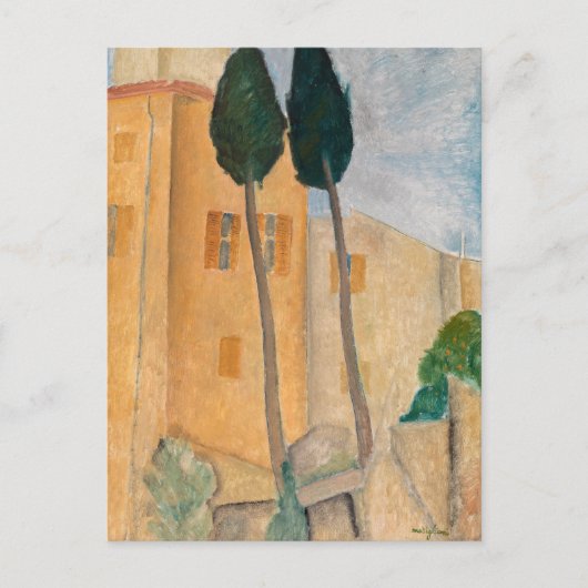 Carte Postale Amedeo Modigliani - Cyprès et maisons à Cagnes (Devant)