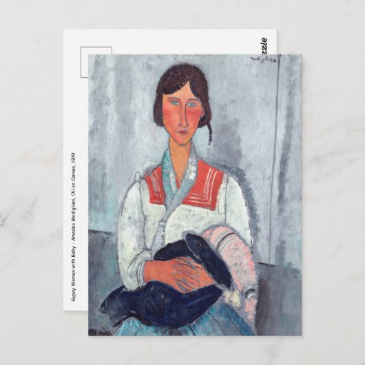 Carte Postale Amedeo Modigliani - Femme tzigane avec bébé (Devant / Derrière)