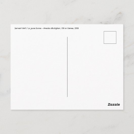 Carte Postale Amedeo Modigliani - Serveuse (Dos)