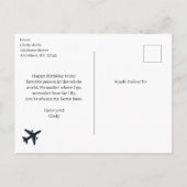 Carte Postale Amelia Earhart Photo Noir et Blanc, Anniversaire d (Dos)