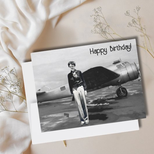 Carte Postale Amelia Earhart Photo Noir et Blanc, Anniversaire d