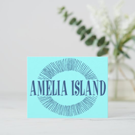 Carte Postale Amelia Island en bleu avec design solaire (Debout devant)