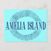 Carte Postale Amelia Island en bleu avec design solaire (Devant)