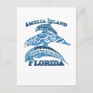 Carte Postale Amelia Island Vacances Floride Dauphins Tribaux