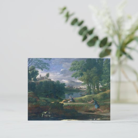 Carte Postale Aménagez en parc avec un homme tué par un serpent, (Debout devant)