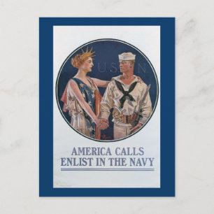 Carte Postale America Calls Enlist in the Navy