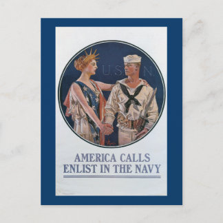 Carte Postale America Calls Enlist in the Navy