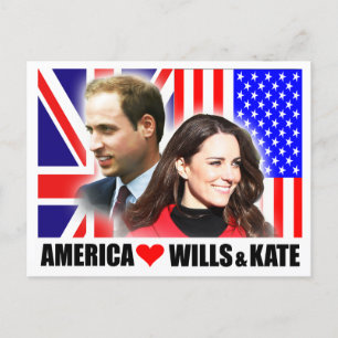 Carte Postale America Love Wills & Kate Postcard