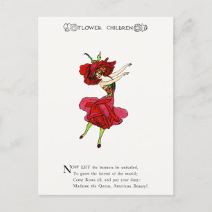 Carte Postale American Beauty Rose, Whimsical Flowers Livre Art