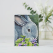 Carte Postale American Blue Rabbit en violet aquarelle Art (Debout devant)