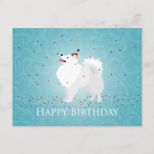 Carte Postale American Eskimo Chien Joyeux Design d'anniversaire