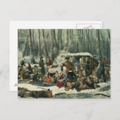 Carte Postale American Forest Scene - Maple Sugaring, 1856 (Devant / Derrière)