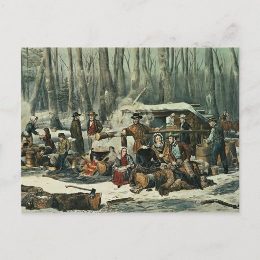 Carte Postale American Forest Scene - Maple Sugaring, 1856 (Devant)