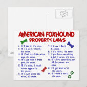 Carte Postale AMERICAN FOXHOUND Propriété Lois 2 (Devant / Derrière)