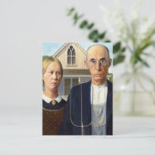 Carte Postale American gothique classique peinture Grant Wood (Debout devant)