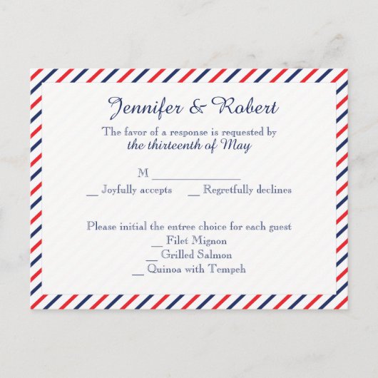 Carte postale American Hearts Wedts RSVP (Devant)
