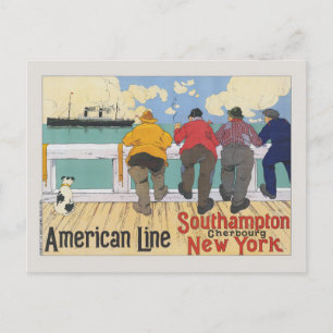 Carte Postale American Line. Poster vintage de New York 1910