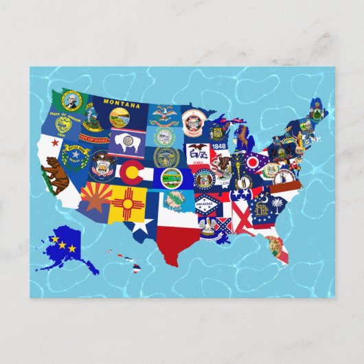 Carte Postale American Map State Flags Mosaic (Devant)