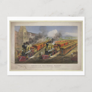 Carte Postale American Railroad Scene, 1874, Currier & Ives