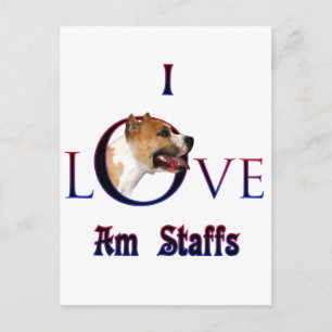 Carte Postale American Staffordshire Terrier I Love