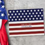 Carte Postale American USA Flag Patriotique Juillet 4 Blank Back<br><div class="desc">American Flag inspiré - Patriotic Red,  White and Blue carte postale personnalisée avec votre nom,  texte,  dicton patriotique ou simplement supprimer le texte. Montrez votre fierté aux États-Unis chaque jour,  lors de la 4 juillet,  de la Journée commémorative ou de la journée des vétérans avec ce design patriotique impressionnant.</div>