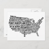 Carte postale American Welsh Place Names Typograph (Devant / Derrière)