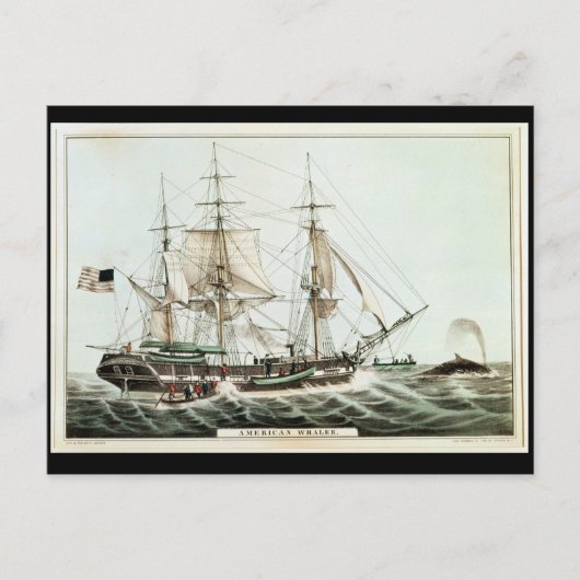 Carte Postale American Whaler, gravée par Nathaniel Currier (Devant)