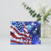 Carte Postale Americana Moderne Drapeau Élégant Rouge Blanc Bleu (Debout devant)