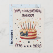 Carte Postale America's Big 250th Birthday Party Invite Postcard (Devant / Derrière)