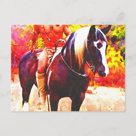 Carte Postale Amérindien à Horseback (Devant)