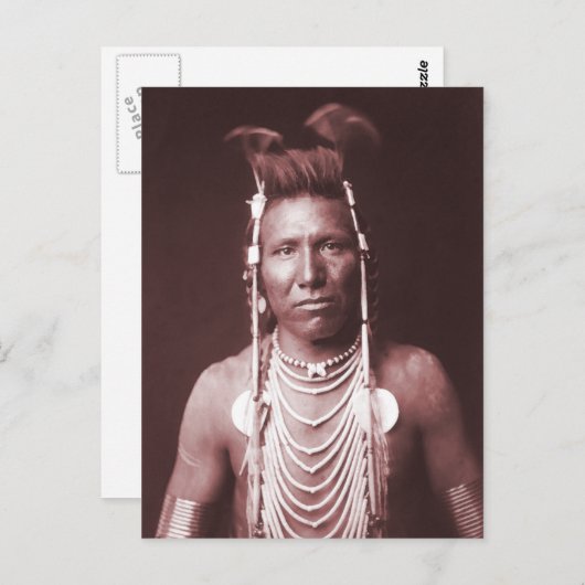 Carte Postale Amérindien, Ben Long Ear (Devant / Derrière)