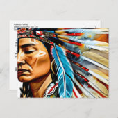 Carte Postale Amérindien Coiffure Ethnic Art Tribe (Devant / Derrière)