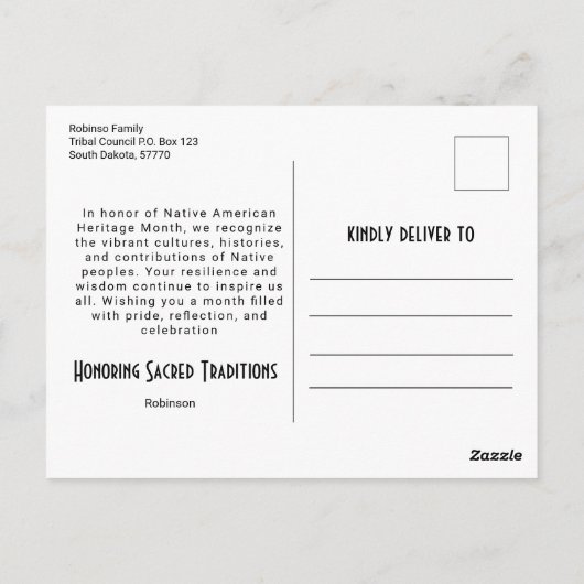 Carte Postale Amérindien Coiffure Ethnic Art Tribe (Dos)