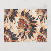 Carte Postale Amérindien Coiffure Ethnic Art Tribe (Devant)