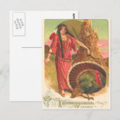 Carte Postale Amérindien & Dinde (Devant / Derrière)