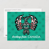 Carte Postale Amérindien Noir Haida Art Thunderbird (Devant / Derrière)