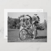 Carte Postale Amérindiens avec vélo 1938 (Devant / Derrière)